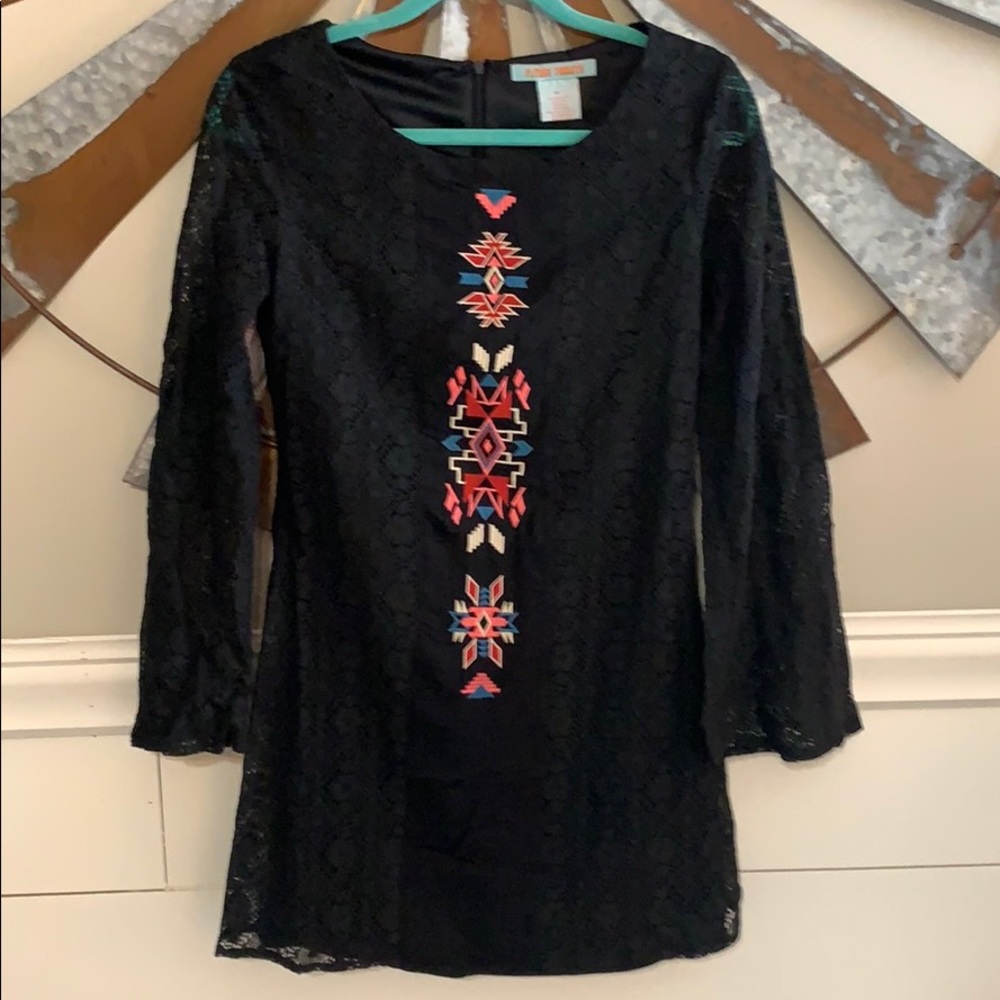 Black Lace Aztec Dress